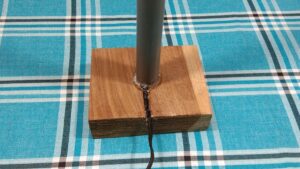 wooden stand with PVC pipe